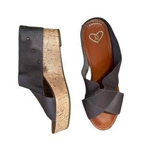 MADELINE Adonis Wedge Sandals Metallic Silver Size 8